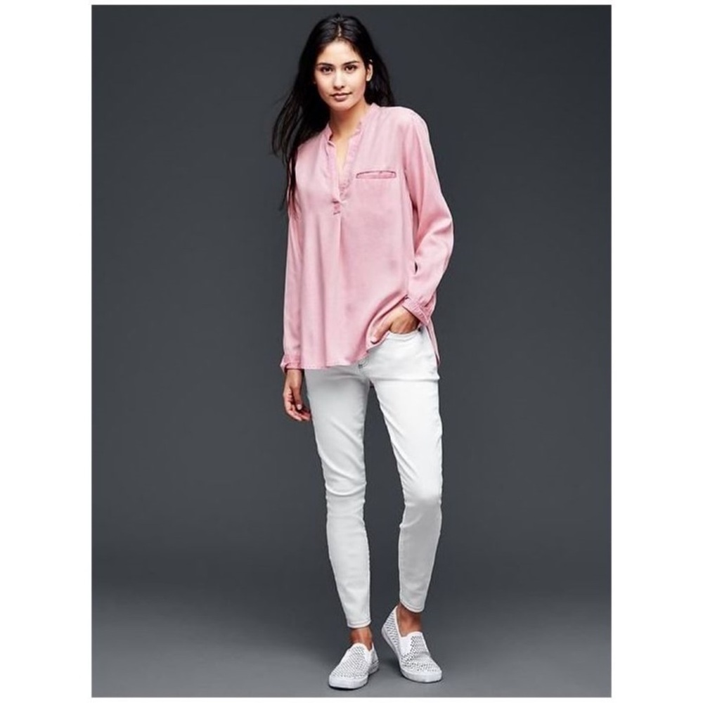 GAP Wild Rose Tencel Chambray Sexy Tunic Top Comfy Timeless